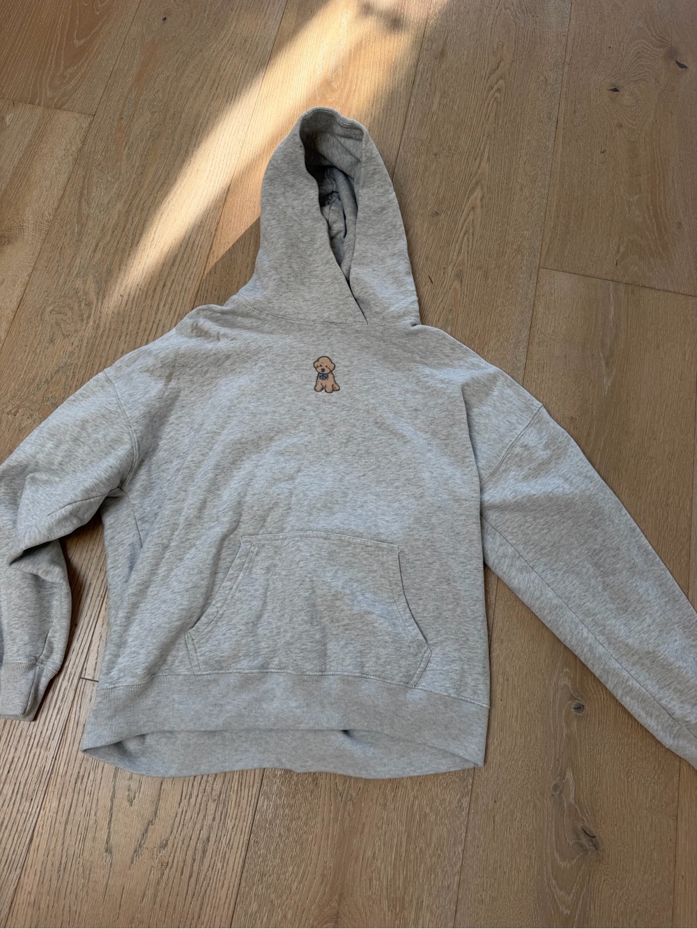 Hollister Gray Crewneck Hoodie with Small Puppy Embroidery